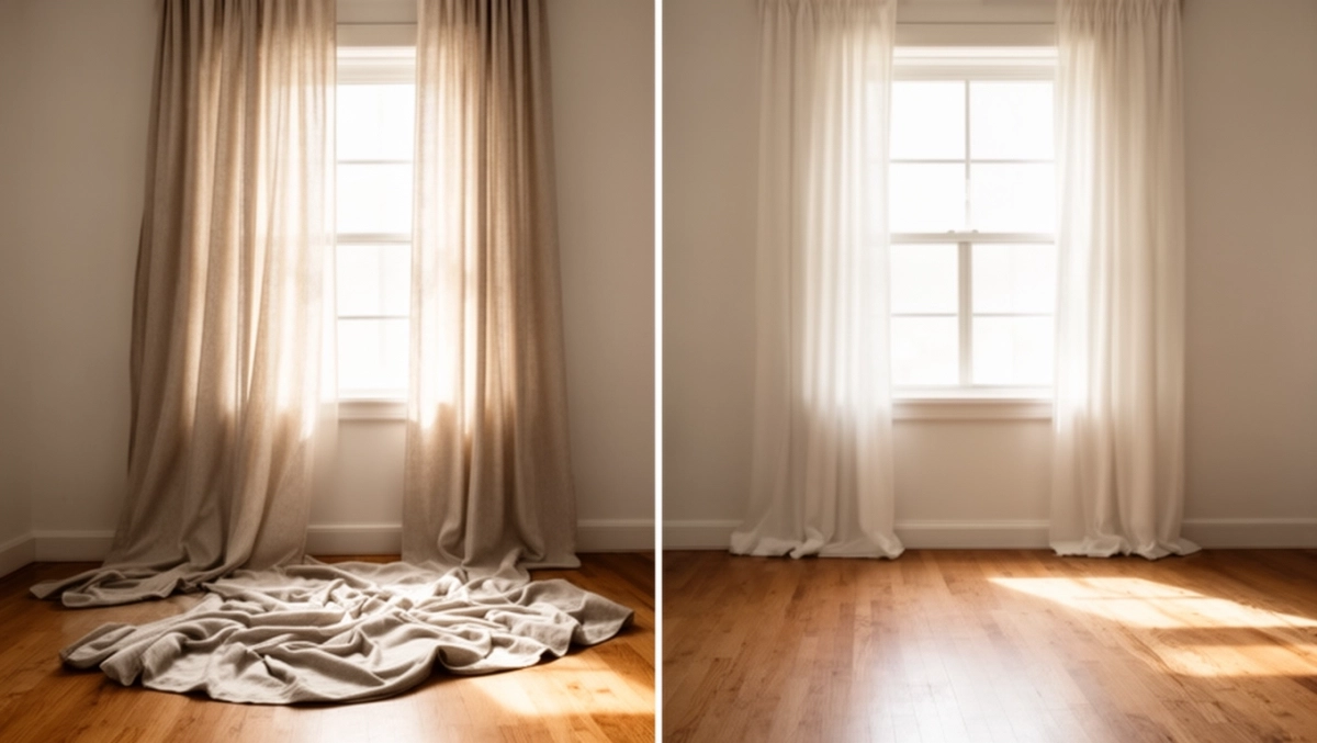 czy zasłony powinny leżeć na podłodze