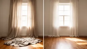 czy zasłony powinny leżeć na podłodze